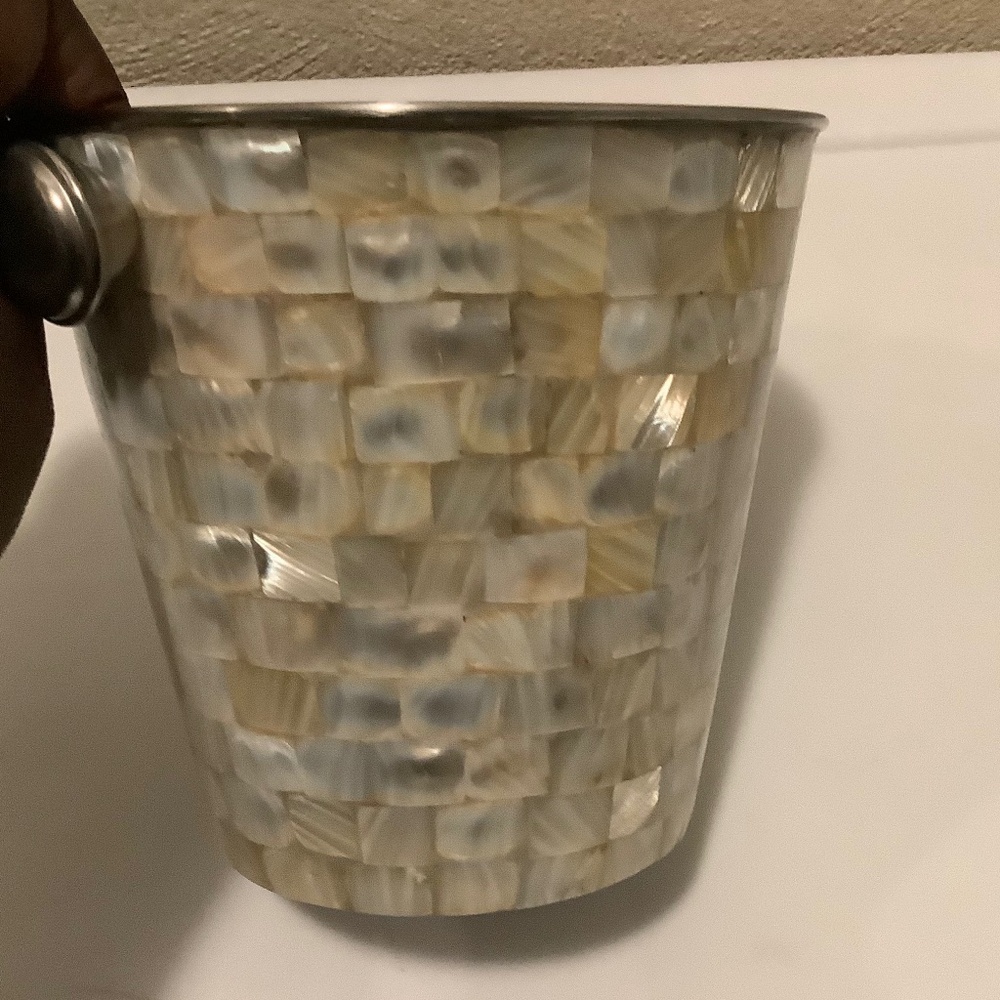 Mother of Pearl Ice Bucket | Stainless Steel Wine & Champagne Chiller | Coastal - Picture 5 of 10